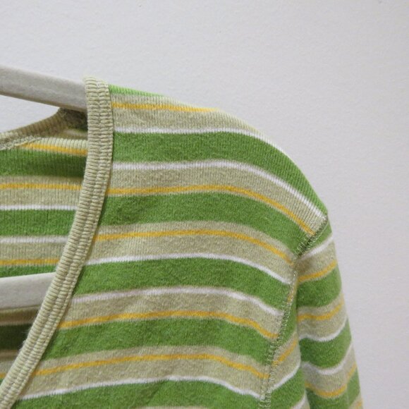 VINTAGE ABERCROMBIE & FITCH Striped V Neck Cotton Tee Top 90s Y2K Friends Size L - Picture 6 of 14